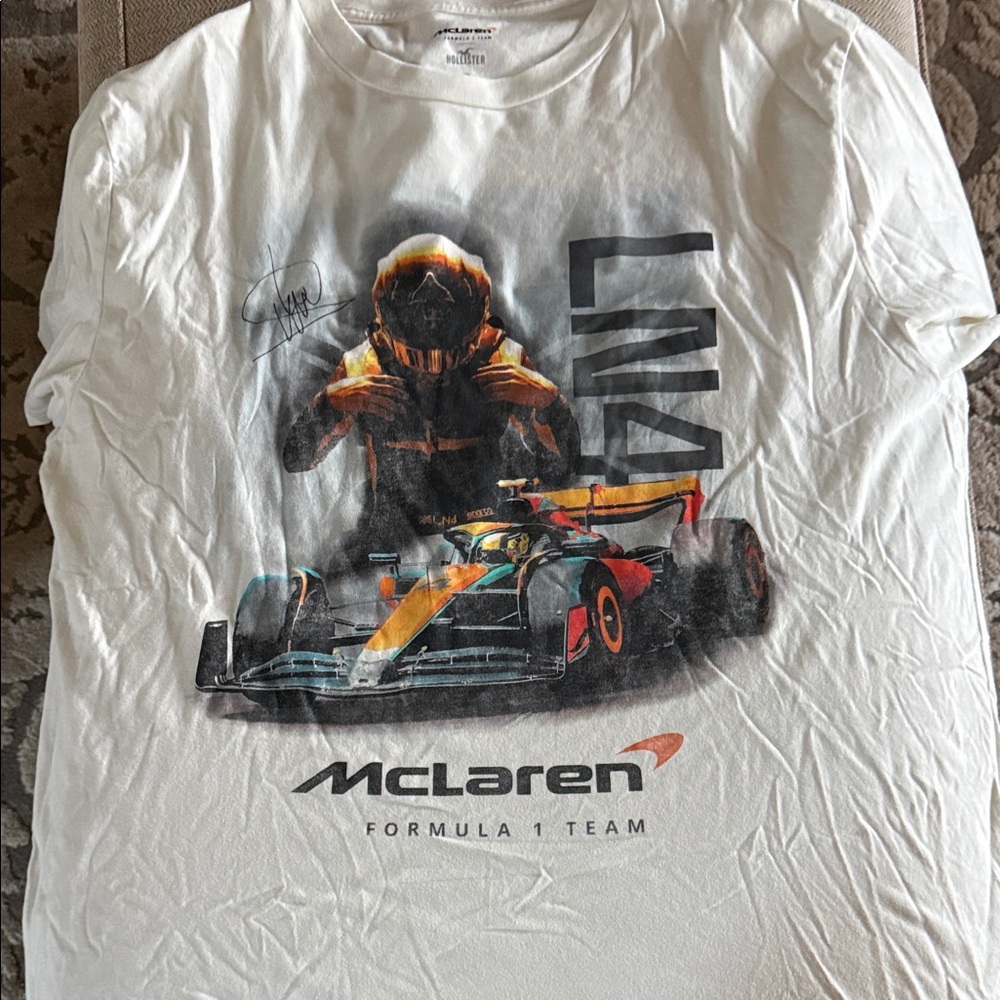 Hollister White Formula Racing Graphic Tee